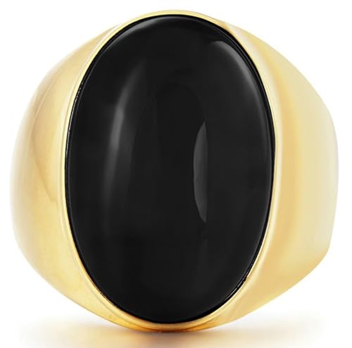 Tolldek Edelstahl Partnerringe Herren 23MM, mit Schwarz Katzenauge Trauringe, Pärchen Ringe Punk Rock, Schwarz, Gr.60 (19.1) von Tolldek