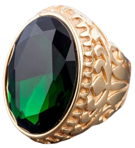 Tolldek Edelstahl Trauringe Herren 30.5MM, Blatt Pärchen Ringe Zirkonia, Hochzeitsring Punk Rock, Grün, Gr.62 (19.7) von Tolldek