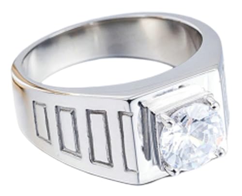 Tolldek Eheringe Edelstahl Herren 10.5MM, 4-Steg-Krappenfassung Solitärring Partnerringe Zirkonia, Antragsring Punk Rock, Silber, Gr.54 (17.2) von Tolldek