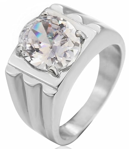 Tolldek Eheringe Edelstahl Herren 11MM, Klassiker Freundschaftsringe Zirkonia, Pärchen Ringe Punk Rock, Silber, Gr.60 (19.1) von Tolldek