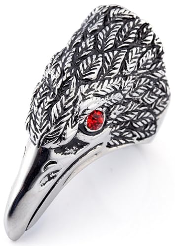 Tolldek Eheringe Edelstahl Herren 55MM, Punk Rock Adler Freundschaftsringe Zirkonia, Partnerringe Punk Rock, Silber, Gr.62 (19.7) von Tolldek