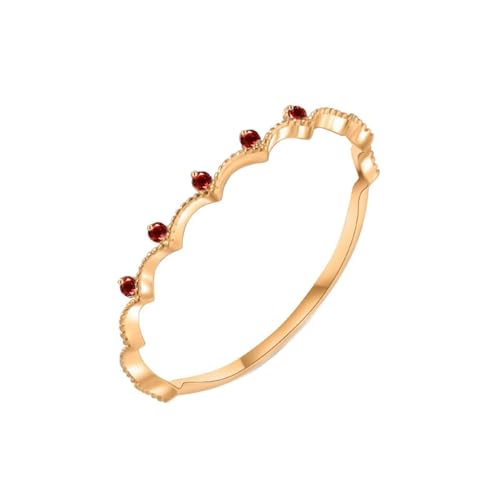 Tolldek Eheringe Gold 585, Rot Rubin Krone Trauringe, Partnerringe 14K Gelbgold Echt Schmuck, 60 (19.1) von Tolldek