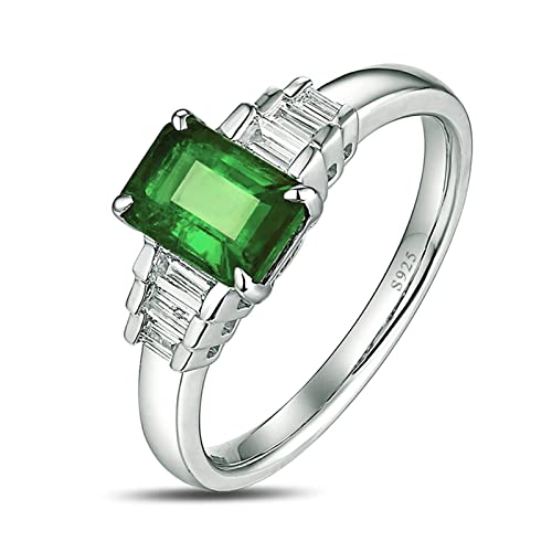Tolldek Eheringe Sterlingsilber, Quadrat Zirkonia Grün Partnerringe Sterling Silber S925, Damen Ringe Hochzeit Antragsring Echt Silber Schmuck, Gr. 60 von Tolldek