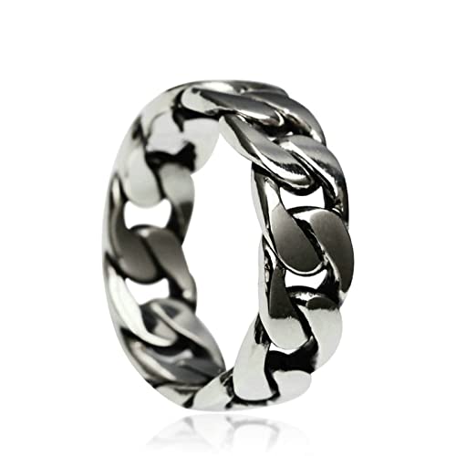 Tolldek Eheringe Sterlingsilber Herren, Kette Partnerringe, Pärchen Ringe Punk Rock Sterling Silber S925, Gr.56 (17.8) von Tolldek