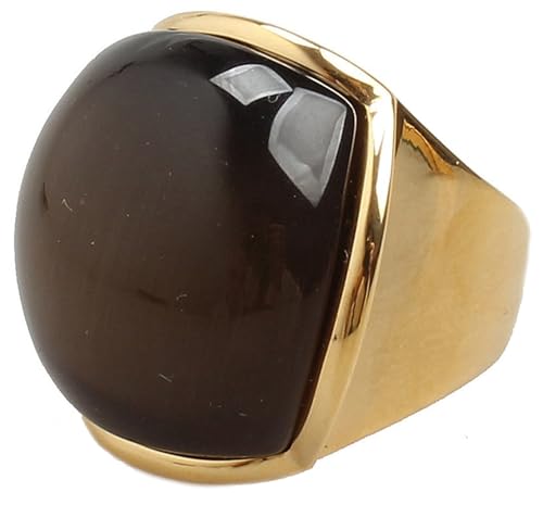 Tolldek Freundschaftsringe Edelstahl Herren 25MM, mit Bogen Katzenauge Trauringe, Partnerringe Punk Rock, Kaffee, Gr.65 (20.7) von Tolldek
