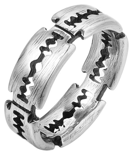 Tolldek Freundschaftsringe Edelstahl Herren 7MM, Klinge Design Eheringe, Trauringe Punk Rock, Silber, Gr.62 (19.7) von Tolldek