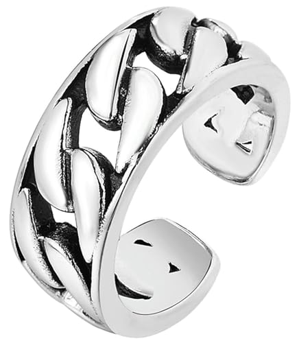 Tolldek Freundschaftsringe Edelstahl Herren 9MM, Opening Kette Verlobungsring, Partnerringe Punk Rock, Silber, Gr.54 (17.2) von Tolldek