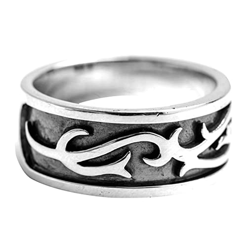 Tolldek Freundschaftsringe Sterlingsilber S925 Herren, Drache Muster Partnerringe, Trauringe Punk Rock Sterling Silber 925, Gr.63 (20.1) von Tolldek