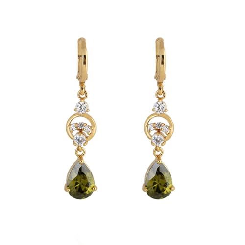 Tolldek Gelbgold 14 Karat Ohrringe Echt Gold, Grün Granat Hoop Creole Ohrhänger Tropfenschliff, Au 585 Ohrstecker Frauen mit Moissanit Echt Gold Tolldek Gelbgold 14 Karat Ohrringe Echt Gold, Grün Granat Hoop Creole Ohrhänger Tropfenschliff, Au 585 Ohrstecker Frauen mit Moissanit Echt Gold von Tolldek