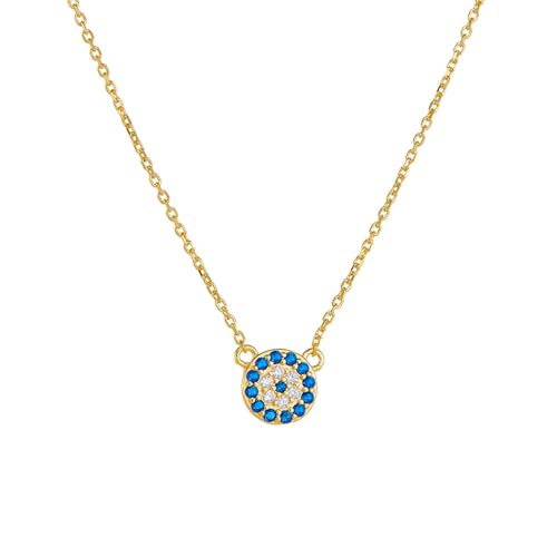Tolldek Gelbgold 14K Au585 Damen Halskette mit Anhänger, Damenkette Klassiker Blumen mit Saphir Rundschliff Blau, Kette Frau Geschenk 585 Gold Echt, 40+5 von Tolldek