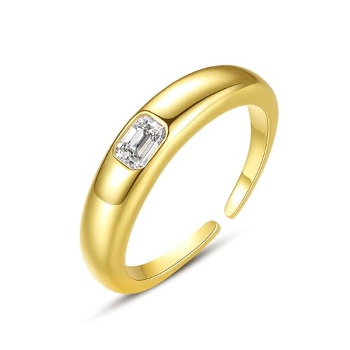 Tolldek Gelbgold 585 14K Pärchen Ringe, Labor Erstellt Diamant Solitärring Verlobungsring Rechteckschliff, Au585 Gold Diamantring Echter Schmuck, 61 (19.4) von Tolldek