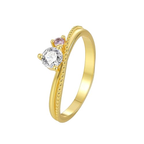 Tolldek Gelbgold 9 Karat 375 Antragsring, Klassiker Hochzeitsring mit Moissanit Rundschliff Weiß, 9K Gold Eheringe Echt Goldschmuck, Gr.60 (19.1) von Tolldek