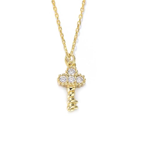 Tolldek Gold 14K Damen Halskette Modeschmuck, Anhänger Damenkette Schlüssel mit Labor Erstellt Diamant Rundschliff Weiß, Kette Frauen Au 585 Echte Goldschmuck, 40+5 von Tolldek