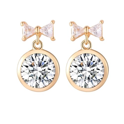 Tolldek Gold 9 Karat Au375 Ohrringe Echt Goldschmuck, Moissanit Bowknot Ohrhänger, 9K Gelbgold Ohrstecker Damen Vintage mit Moissanit Echt Goldschmuck von Tolldek