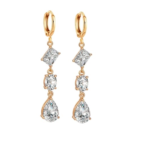 Tolldek Gold 9K Au375 Damenohrringe Echtes, Moissanit Klassiker Ohrhänger Tropfenschliff, Gelbgold 375 Ohrstecker Damen Echtes Tolldek Gold 9K Au375 Damenohrringe Echtes, Moissanit Klassiker Ohrhänger Tropfenschliff, Gelbgold 375 Ohrstecker Damen Echtes von Tolldek