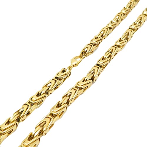 Tolldek Halskette Herren 60cm, Byzantine Königskette Gold Kette Edelstahl Schmuck Breit 6MM, Metallkette Vintage Hip Hop für Männer Tolldek Halskette Herren 60cm, Byzantine Königskette Gold Kette Edelstahl Schmuck Breit 6MM, Metallkette Vintage Hip Hop für Männer von Tolldek