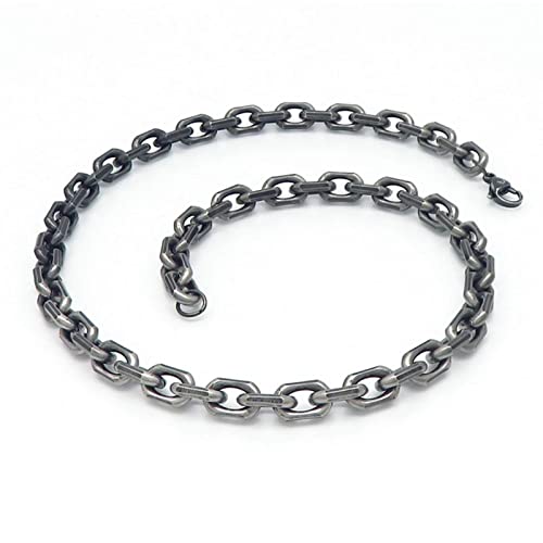 Tolldek Halskette Männer Edelstahl 55cm, Standardgliederkette Herren Grau Freundschaftskette Jungs Breit 8MM, Metallkette Vintage Hip Hop von Tolldek