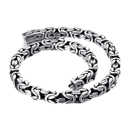 Tolldek Halskette Männer Edelstahl 62cm, Byzantine Königskette Herren Silber Metallkette Lang Breit 13MM, Edelstahlketten Schmuck Hip Hop von Tolldek
