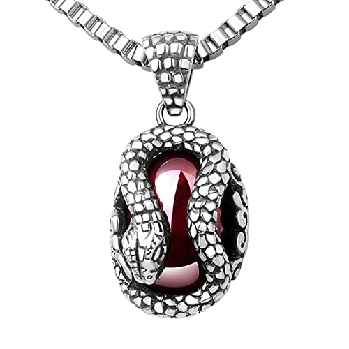 Tolldek Halskette Sterling 925 Silber Herren, Schlange Anhänger Herrenkette Zirkonia, Ketten Punk Rock Sterlingsilber S925, 60CM von Tolldek