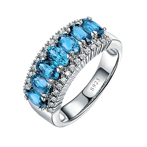 Tolldek Hochzeitsband 925 Sterlingsilber, Oval Zirkonia Meeresblau Antragsring Silber S925, Trauringe Frauen Bandringe Echt Silber Schmuck, Gr. 60 Tolldek Hochzeitsband 925 Sterlingsilber, Oval Zirkonia Meeresblau Antragsring Silber S925, Trauringe Frauen Bandringe Echt Silber Schmuck, Gr. 60 von Tolldek