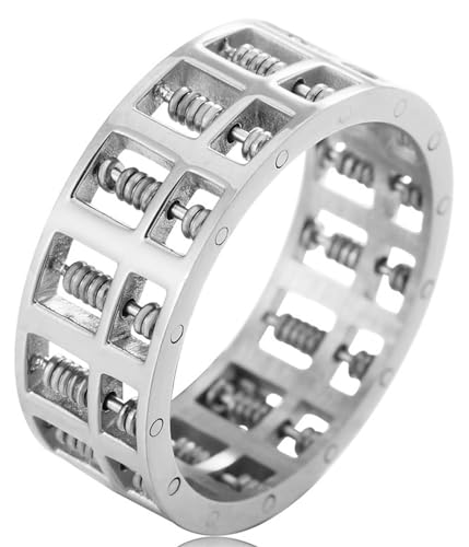 Tolldek Hochzeitsring Edelstahl Herren 8MM, Retro Abakus Pärchen Ringe, Hochzeitsband Punk Rock, Silber, Gr.65 (20.7) von Tolldek