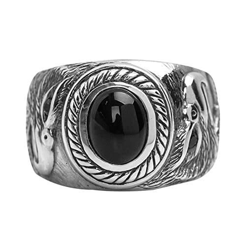 Tolldek Hochzeitsring S925 Sterling Silber Herren, Adler Eheringe Achat, Pärchen Ringe Punk Rock 925er Sterlingsilber, Gr.62 (19.7) von Tolldek