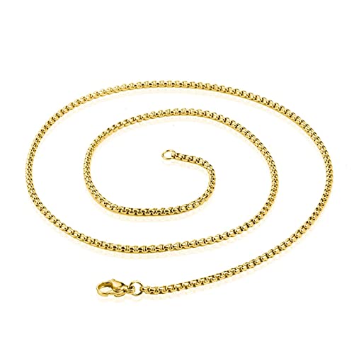 Tolldek Kette Edelstahl Herren 70cm, Erbskette Gold Edelstahl Halsketten Breit 3MM, Metallkette Lang Hip Hop von Tolldek