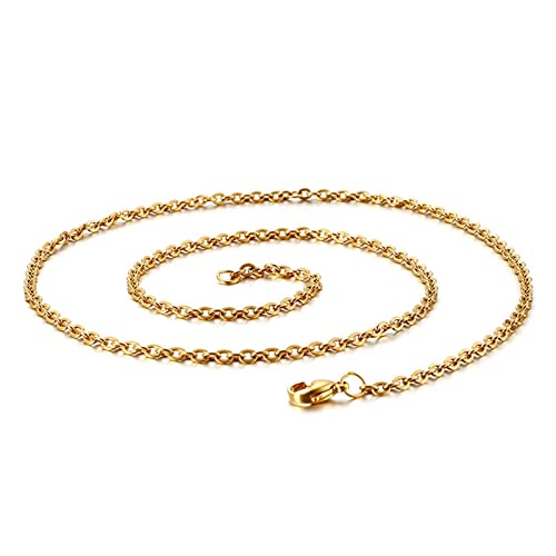 Tolldek Kette Herren Ohne Anhänger 55cm, Rolokette Gold Kette Edelstahl Breit 2MM, Freundschaftskette Jungen Hip Hop von Tolldek