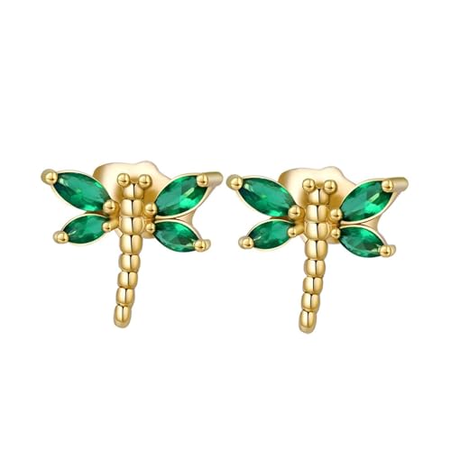 Tolldek Ohrringe 14 Karat 585 Gold, Grün Tsavorite Libelle Ohrstecker Marquiseschliff, Ohrstecker 14K Gelbgold Echtes Tolldek Ohrringe 14 Karat 585 Gold, Grün Tsavorite Libelle Ohrstecker Marquiseschliff, Ohrstecker 14K Gelbgold Echtes von Tolldek