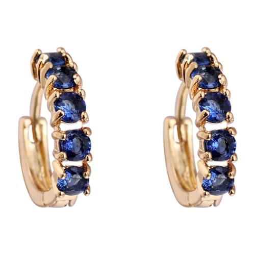 Tolldek Ohrringe Frauen 18K Au750 Gelbgold, Blau Labor Erstellt Saphir Klassiker Creolen, Ohrringe Boho 750 Gold Echtschmuck von Tolldek