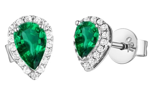 Tolldek Ohrringe Frauen 18K Gelbgold, 0.5ct Grün Labor Erstellt Smaragd Klassiker Tropfen Ohrhänger Au 750 Ohrstecker Weihnachten Echte Goldschmuck von Tolldek