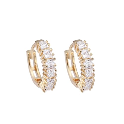 Tolldek Ohrstecker Frauen Gold Au750 18 Karat, Moissanit Hoop Creole Creolen Quadratschliff, Damenohrringe 18K Gelbgold Echt Gold Schmuck von Tolldek
