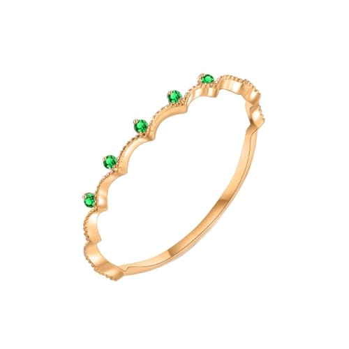 Tolldek Pärchen Ringe 14 Karat 585 Gelbgold, Grün Smaragd Krone Verlobungsring, Partnerringe 14K Gold Echtschmuck, 61 (19.4) von Tolldek