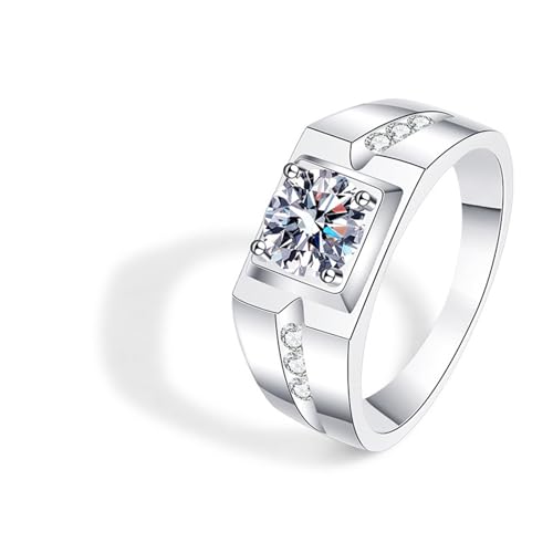 Tolldek Pärchen Ringe 585 Weißgold, Moissanit Breite Ring Diamantring, Ring 14K Echt Gold, 66 (21.0) von Tolldek