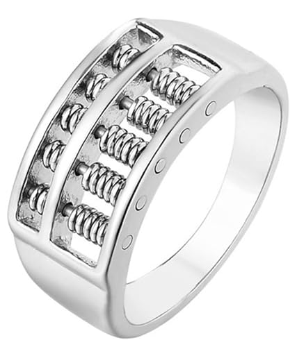Tolldek Partnerringe Edelstahl Herren 9.5MM, Retro Abakus Freundschaftsringe, Trauringe Punk Rock, Silber, Gr.60 (19.1) von Tolldek
