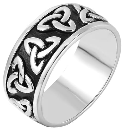 Tolldek Partnerringe Edelstahl Herren 9MM, Retro Keltischer Knoten Eheringe, Freundschaftsringe Punk Rock, Silber, Gr.67 (21.3) von Tolldek