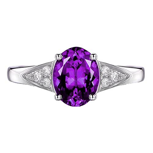 Tolldek Ring Damen Echt Silber, Klassisch mit Lila Zirkonia Verlobungsring Sterling Silber S925, Echter Schmuck Freundschaftsringe Hochzeitsring, Gr.60 (19.1) von Tolldek