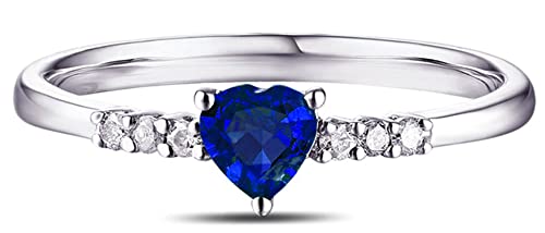 Tolldek Ring Damen Vintage Sterling 925er Silber, Herz mit Blau Zirkonia Trauringe S925 Sterlingsilber, Echter Schmuck Pärchen Ringe Partnerringe, Gr.60 (19.1) von Tolldek