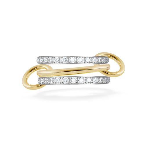 Tolldek Ringe Gold Silber für Herren Damen, 18k Vergoldete Ring Silber Ringe Frauen mit Zirkonia Stapelbar Rings Set Eheringe Daumenring Verlobungsringe Statement Ringe Gr.60 (19.1) von Tolldek