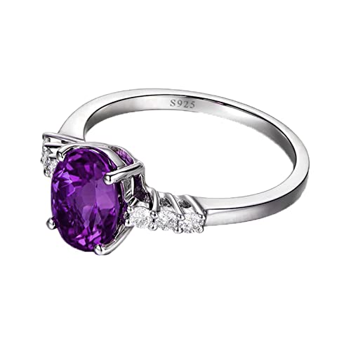 Tolldek Ringe Silber Frauen, Klassisch Freundschaftsringe mit Zirkonia Lila Sterling S925 Silber, Verlobungsring Echtschmuck, Gr.62 (19.7) von Tolldek