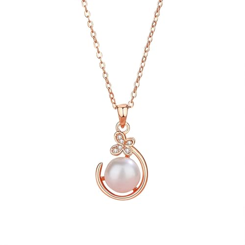 Tolldek Rosegold Au585 Halskette Damen Modeschmuck, Anhänger Damenkette Schmetterling mit Moissanit Rundschliff Weiß, Kette Frauen 14K Gold Echte Goldschmuck, 40+5 von Tolldek