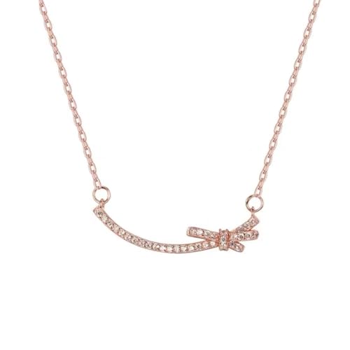 Tolldek Rotgold 18K 750 Halsketten Damen Schmuck Echter Schmuck, Labor Erstellt Diamant Knot Frau Ketten, Rosegold Au750 Damenkette Echter Schmuck, 45+5cm von Tolldek