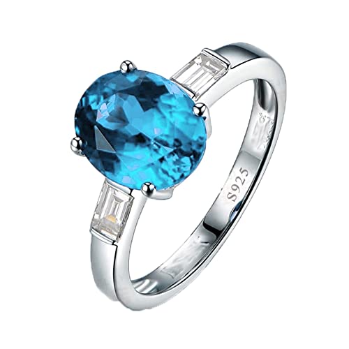 Tolldek S925 Silber Pärchen Ringe, Sterlingsilber S925 Hochzeitsring mit Oval Zirkonia Meeresblau, Ringe Verlobung Partnerringe Echtschmuck, Gr. 63 Tolldek S925 Silber Pärchen Ringe, Sterlingsilber S925 Hochzeitsring mit Oval Zirkonia Meeresblau, Ringe Verlobung Partnerringe Echtschmuck, Gr. 63 von Tolldek
