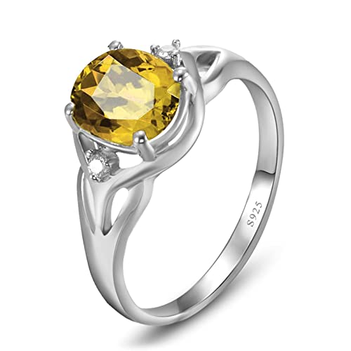 Tolldek S925 Silber Solitärring, Zirkonia Gelb Verlobungsring Sterlingsilber S925, Freundschaftsringe Hochzeit Ringe Echt Schmuck, Gr. 63 von Tolldek