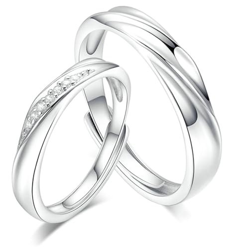 Tolldek Silber 925 Partnerringe Paare, Klassiker Pärchen Ringe Zirkonia, Trauringe Sterlingsilber S925 von Tolldek