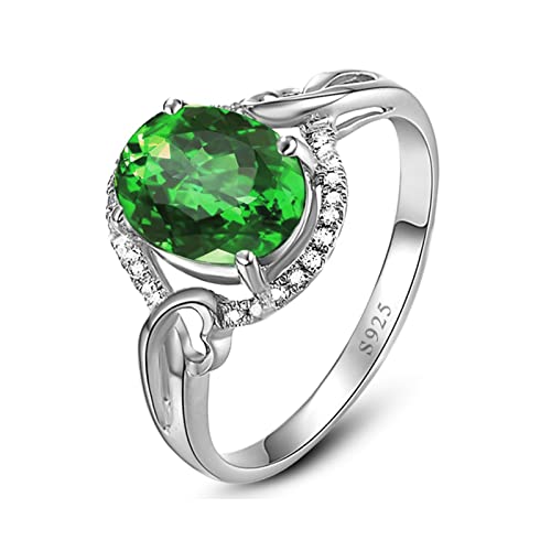 Tolldek Silber S925 Trauringe, Oval Zirkonia Grün Partnerringe 925 Sterlingsilber, Pärchen Ringe Ring Hochzeit Silber Echt Schmuck, Gr. 48 von Tolldek