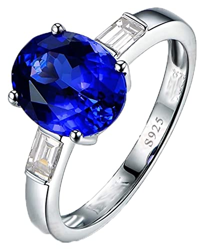Tolldek Sterling 925 Silber Ehering für Frauen, Klassisch mit Blau Zirkonia Eheringe Sterlingsilber S925, Antragsring Echt Silber Schmuck Hochzeitsring, Gr.56 (17.8) von Tolldek