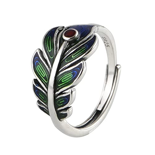 Tolldek Sterling Silber 925er Pärchen Ringe Damen, Pfau Feder Trauringe Zirkonia, Sterling S925 Silber Freundschaftsringe Anpassbar von Tolldek