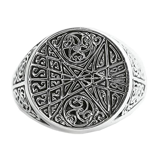 Tolldek Sterlingsilber 925 Partnerringe Herren, Zeichenetring Oval Freundschaftsringe, S925 Sterling Silber Pärchen Ringe Punk Rock, Gr.54 (17.2) von Tolldek