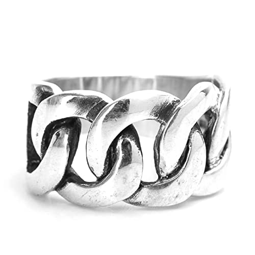 Tolldek Sterlingsilber Antragsring Herren, Kette Eheringe, Sterling Silber S925 Bandringe Punk Rock, Gr.65 (20.7) von Tolldek